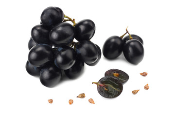 blue grapes berries isolated on white background. macro