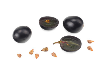 blue grapes berries isolated on white background. macro