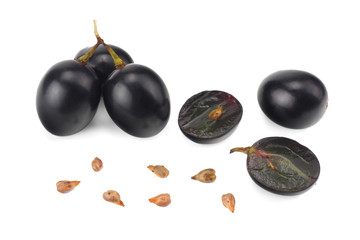 blue grapes berries isolated on white background. macro