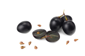 blue grapes berries isolated on white background. macro