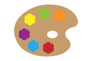 Paleta con manchas de pintura.