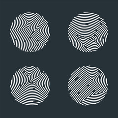Flat vector fingerprint black round logo icon
