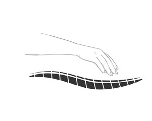 chiropractic or Massotherapy logo. Manual therapy and massage. Medical icon. The hand holds on the back. Sign spine
