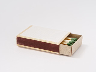 matches sulfur in a cardboard box on a white background.