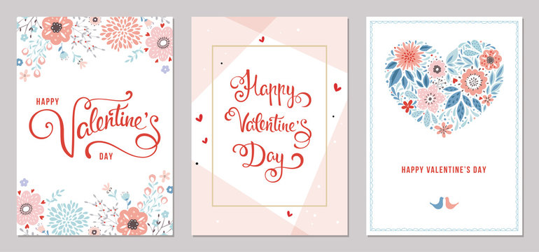 Valentine's Day card templates design. Vector illustration.
