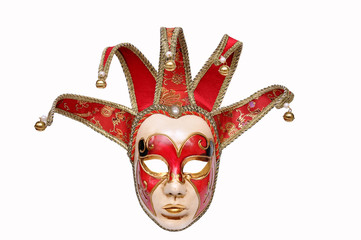 Venetian carnival mask isolated on white background.