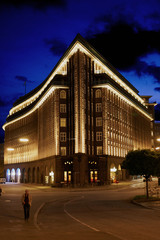 Fototapeta na wymiar Illuminated Chile House in Hamburg germany europe