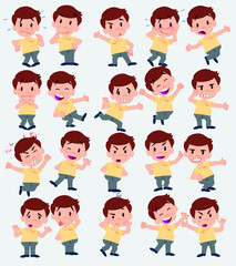 Fototapeta premium Cartoon character businessman in casual style. Set with different postures, attitudes and poses, doing different activities in isolated vector illustrations.
