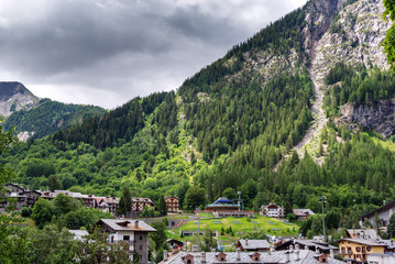 Courmayeur cityscape in Alps, Italy.