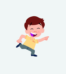 Businessman in casual style running smiling.