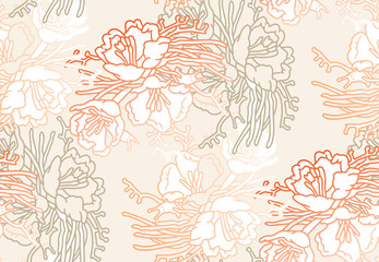 Floral seamless pattern. Hand drawn illustration.