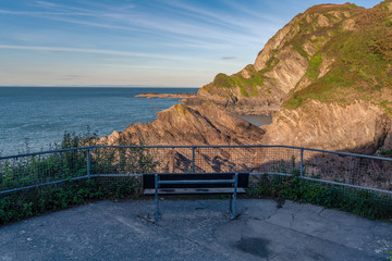 Rapparee Cove near Ilfracombe in North Devon, England, UK - looking at the Bristol Channel