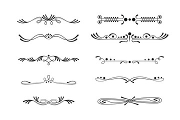 Big vector set of calligraphic and graphic design elements (text divider, pattern, monogram, curlicues, flower) for page decoration, Greeting Cards (wedding, Valentine's day, birthday, holidays).