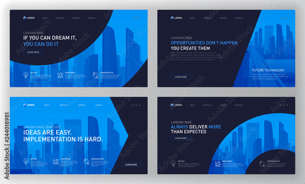 Canvas Prints landing pages templates set for business