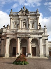 Obraz premium Marble front catholic church in italy. Architecture. Fontanellato, Parma, Italy