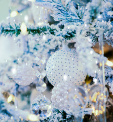 Christmas tree background and Christmas decorations