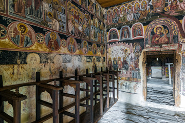 Paintings in the interior of the historical Church of Virgin Mary in the village of Pythio in Thessaly, Greece