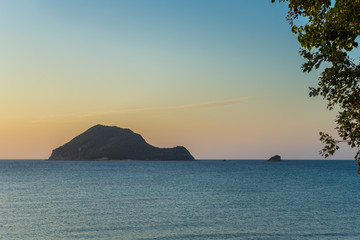 Greece, Zakynthos, Marathonisi or turtle island early morning at sunrise