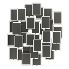 A lot, of Tablet PC. isolated on black background 3d illustration. high resolution