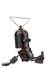 mini iron robot in a white background