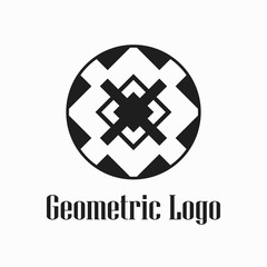 Obraz premium Round abstract geometric logo template design in art deco vintage style. Vector illustration.