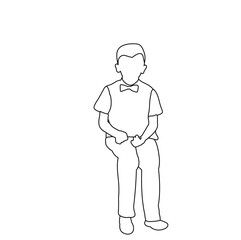 isolated, sketch, contour boy sitting