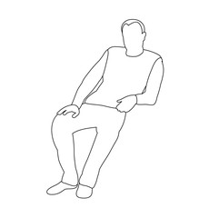 vector, isolated, sketch, contour man sitting