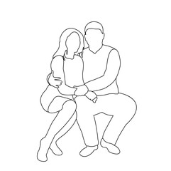 Fototapeta na wymiar contour guy and girl sit