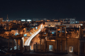 Plovdiv city at night - european capital of culture 2019, Bulgaria