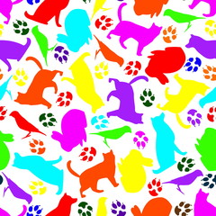 Obraz na płótnie Canvas Seamless pattern of pets. Design for textiles, paper, food for animals.