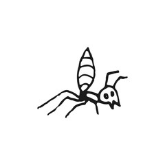 ant vector doodle sketch isolated on white background
