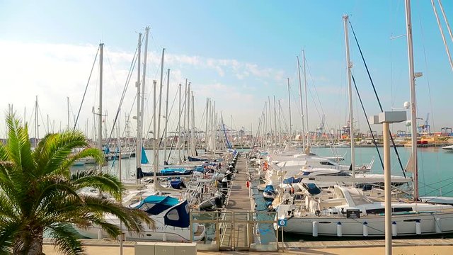 Morning in Luxury yachts docked. Which are in the valence marina
