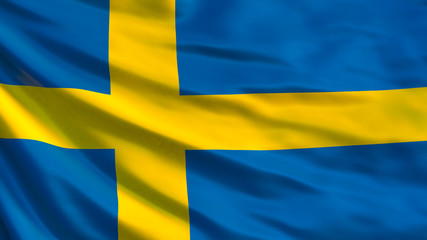 Sweden flag. Waving flag of Sweden 3d illustration