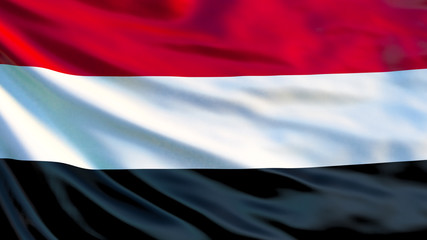 Yemen flag. Waving flag of Yemen 3d illustration