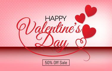 Fototapeta na wymiar 50% off sale for valentine's day for abstract banner. Valentine's day concept.