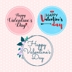 Label frames with Happy  Valentine's Day, Vintage frame set on star and pink background.