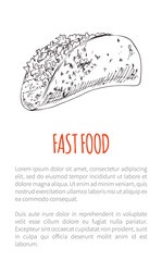 Fast Food Burrito Poster Text Vector Illustration