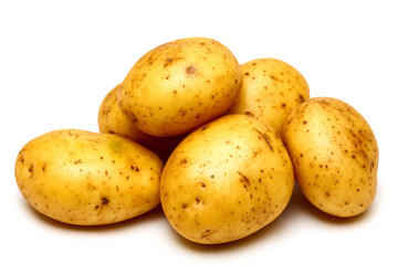Raw potatoes isolated on a white background