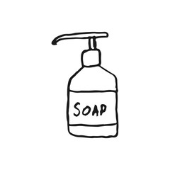 soap bottle vector doodle sketch isolated on white background