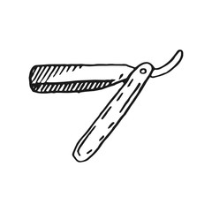 straight razor vector doodle sketch isolated on white background