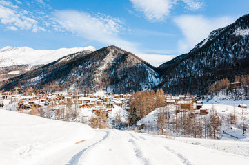 Zermatt, Walliser Dorf, Furi, Zmutt, Wanderweg, Alpen, Findelschlucht, Winter, Wintersport, Schweiz