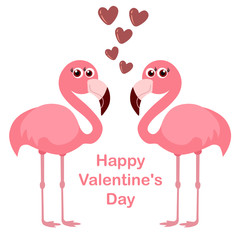 cute flamingo with hearts, vector illustration