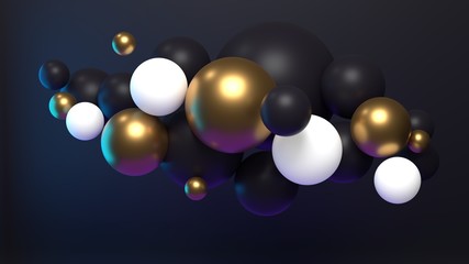 Cluster of abstract spheres, 3d render