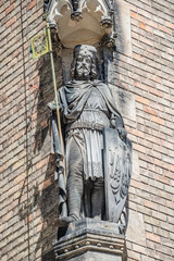 Obraz premium Ancient statue of Knight at Saint Vitus Cathedral in Prague, Czech Republic, details, closeup