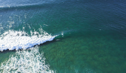 Fototapeta na wymiar Aerial view from surfers. Drone photo. Surf Spot