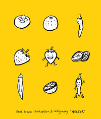 농산물 일러스트 / 손으로 그린 과일과 채소 그림