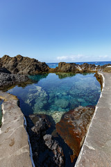 El Caleton de Garachico. Wide angle view of one of natural pools in Garachico, Tenerife, Spain