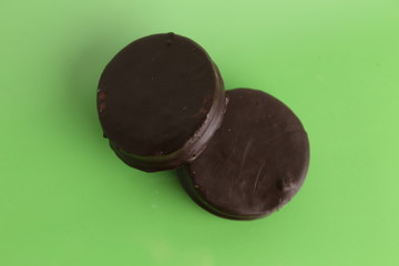 Chocolate cakes and dulce de leche, typical in Argentina. called Alfajores