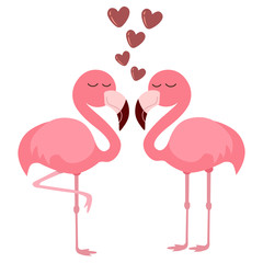 cute flamingo with hearts, vector illustration