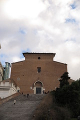 Fototapeta na wymiar Roma, panoramica sulla chiesa dell'ara Pacis con la scalinata